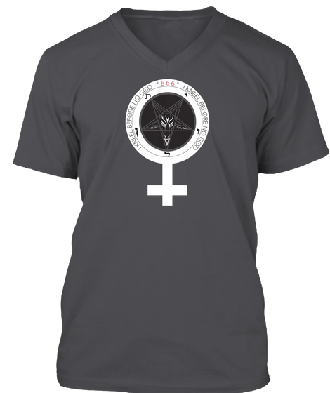 Kneel Before No God V Neck T-Shirt - Mens - dark grey T-Shirt