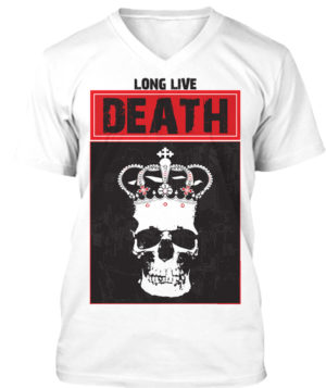 Long Live Death V Neck T-Shirt - Mens - white T-Shirt