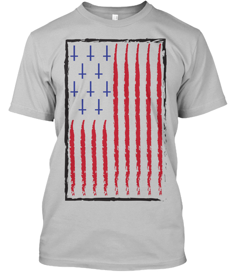 SATANIC CROSS AMERICAN FLAG T-Shirt - Mens - grey T-Shirt