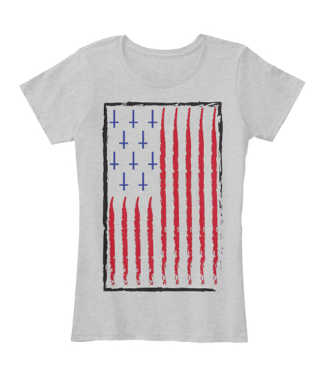 SATANIC CROSS AMERICAN FLAG T-Shirt - womens - grey T-Shirt