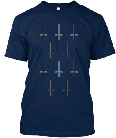 Satanic Cross T-Shirt (White) - HeavyMetalTShirts.Net
