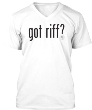 GOT RIFF V Neck T Shirt - Mens - Got Metal T Shirt Store - HeavyMetalTshirts.net - White T-Shirt